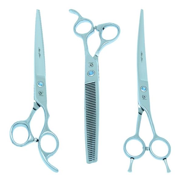 

hair scissors 8" dog grooming set with forceps japanese steel pet straight curved cutting shears thinning tijeras b0042a