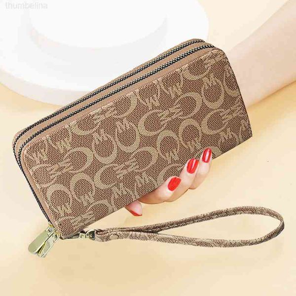 

wallet women's long 2021 large capacity double zipper mobile phone bag mother's hand, Red;black