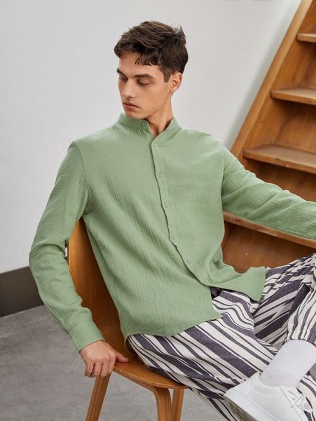 

men mock neck shirt x9dv#, White;black