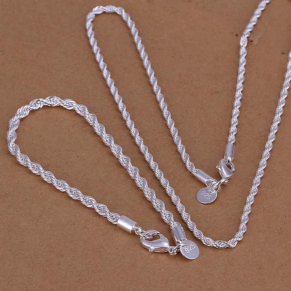 

earrings & necklace 4mms051 fine silver color plated jewelry sets wholesale, price factory n925 charms fashion twisted line