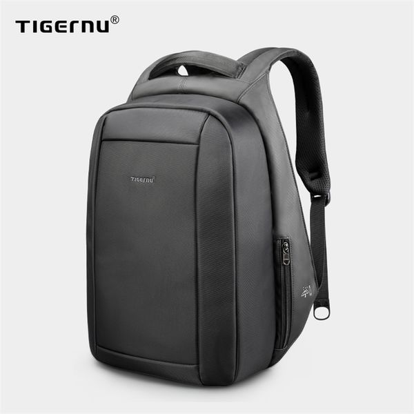 Tigernu Hidden Anti Theft Zipper 15,6 дюйма Мужчины школьные ноутбуки рюкзаки для ноутбуков Вода Репеллентное путешествие 20л Мульти USB зарядное устройство Мужская Mochila 211215