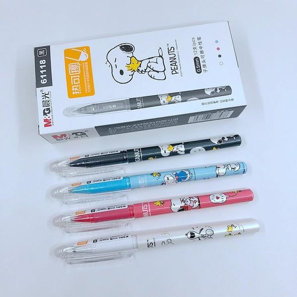 

gel pens (12 pieces/lot) cute cartoon 0.5mm rod magic erasable pen blue black ink color kawaii korean school stationery gifts m6118