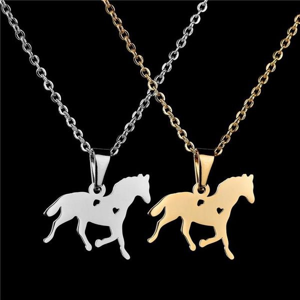 

pendant necklaces xlnt fashion cute animal horse necklace for women dress clothing stainless steel costume jewelry accessories, Silver