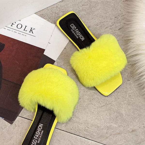

slippers 2021 summer women beach leisure plush warm non-slip in winter outdoor shoes faux fur indoor womens, Black