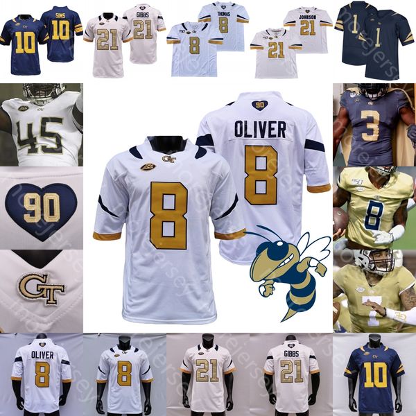 Georgia Tech Football Jersey NCAA колледж Johnson Mason Jalen Camp Jeff Sims Malachi Carter Yates Kyric Mcgowan Джеймс Грэм Ахмарейский коричневый Sanders Thomas Oliver