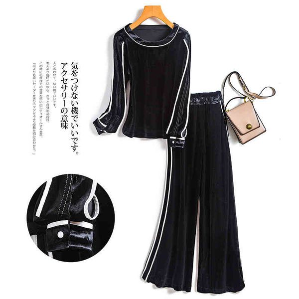 

fashion leisure long sve golden veet sportswear women's autumn 2020 new korean two-piece set fashion 4767, Gray