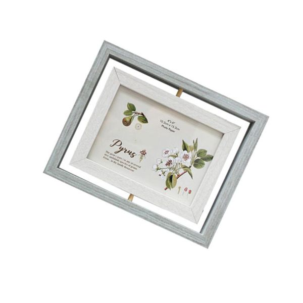 

frames 6 inches rotating frame double sided glass po wooden creative table decoration for home bedroom light blue