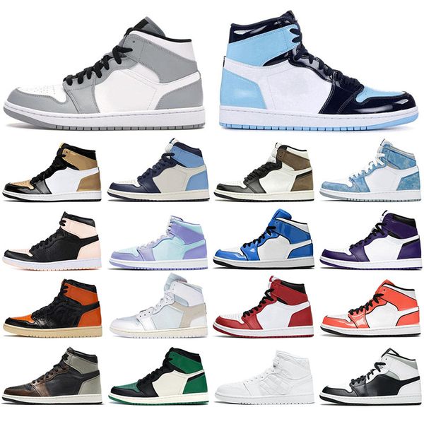 

jumpman 1 basketball shoes 1s for men women high dark mocha black metallic gold unc light smoke grey chicago royal toe sport sneakers mens t