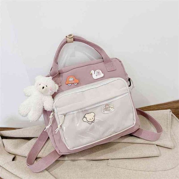 Japanische Stil Schultaschen für Teenager-Mädchen Preppy Einkaufstasche Nylontasche Rucksack Frauen Umhängetasche Mochila Feminina Bagpack Sac 210922