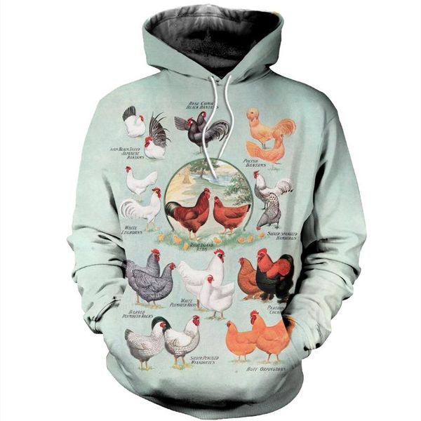 

men's hoodies & sweatshirts est chickens clothes art 3d printed sweatshirt /zipper /hoodie casual jacket pullover style-c-487, Black