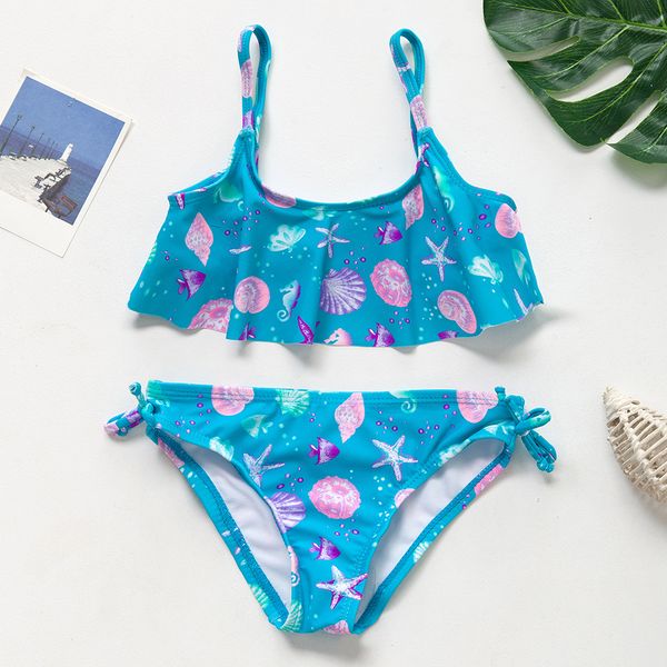 

2021 summer two piece girls swimsuit 2-8 years childrens swimwear ruffle style for girls bathing suit infantil beachwearby air