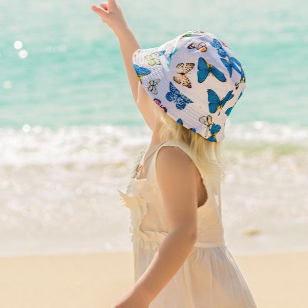 

beach summer spring baby hat outdoor girl boy children flower fishman breathable cotton caps & hats, Yellow