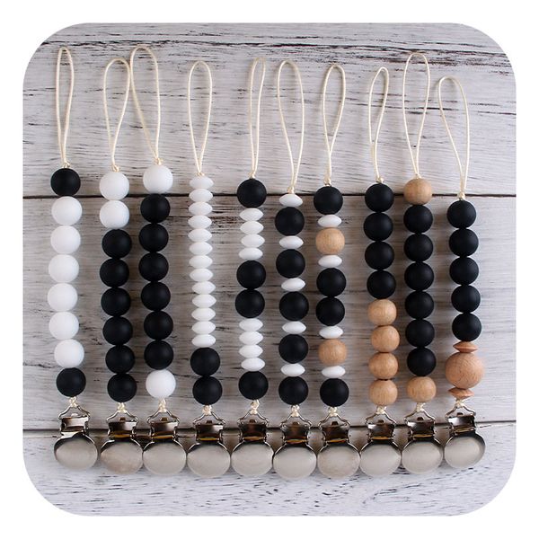

maternal and infant products pacifier holders chain baby iron clips silicone circular surface originality kids chew toys accessories beads o