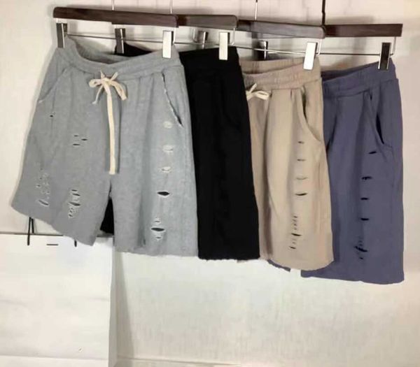 

dropship summer men hip hop broken hole shorts joggers pants male trousers solid cotton casual short 4 colors m-2xl b060202, White;black