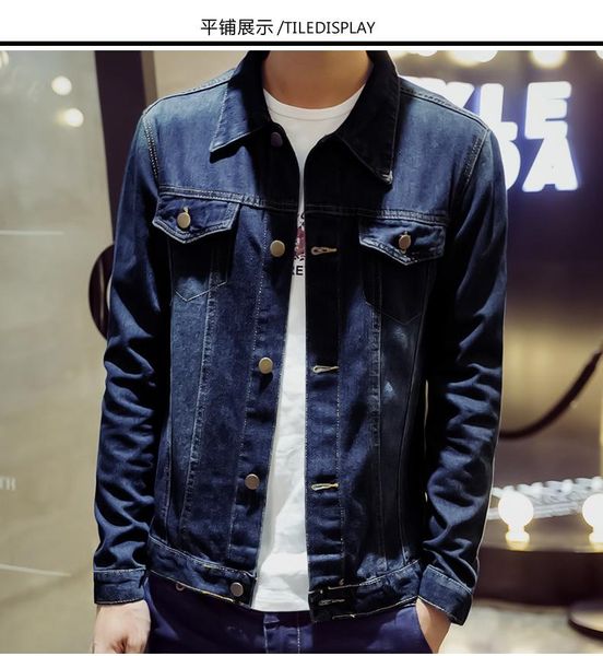 

fashion 2021 denim men's korean casual jacket slim long-sleeved clothes trendy all-match jackets, Black;brown