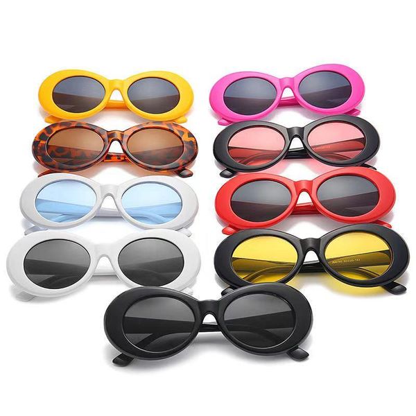 

women sunglasses luxury designer oval glasses black pink yellow lenses vintage men american style 2021 trends for driving, White;black