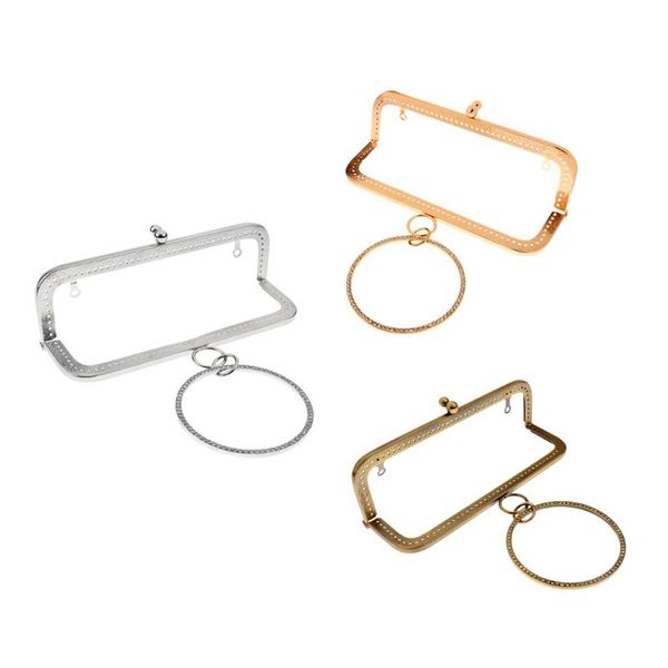 

bag parts & accessories retro metal purses handbags handle coins bags flower kiss clasp lock frames, Black