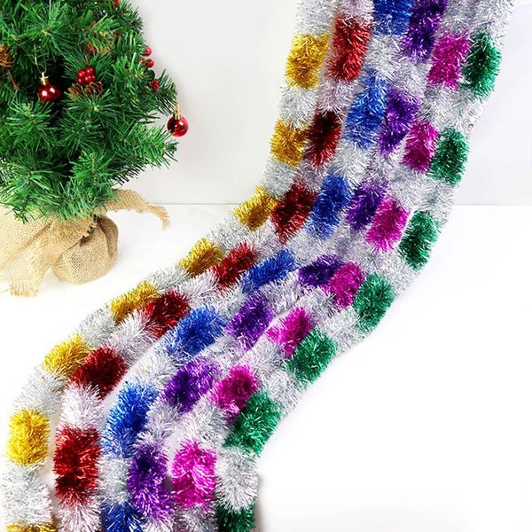 

party decoration 2.3m christmas garland wreath foil tinsel for home decor tree diy hanging weaved garlands craft