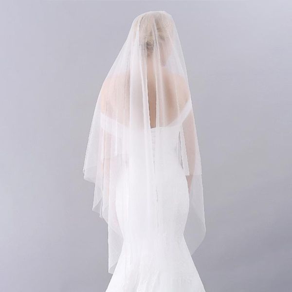 

bridal veils simple two-layers long tulle veil with comb wedding studio po waltz crystal decoration modeling accessories ivory, Black