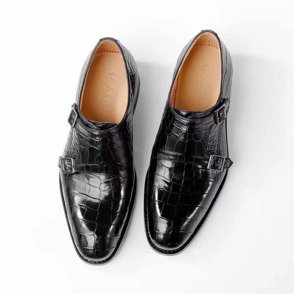 

dress shoes authentic true crocodile belly skin businessmen oxfords genuine exotic alligator leather handmade male slip-on suit, Black