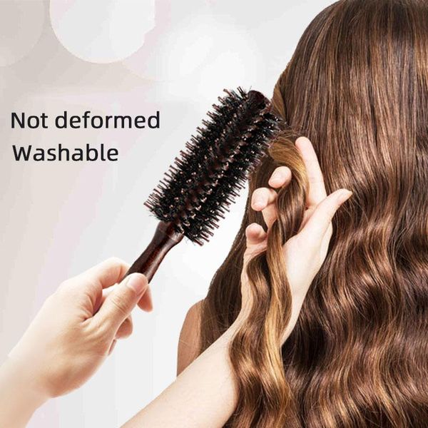 

hair brushes curly comb pig bristle pear blossom inner buckle straight dressing modeling cylinder wooden, Silver