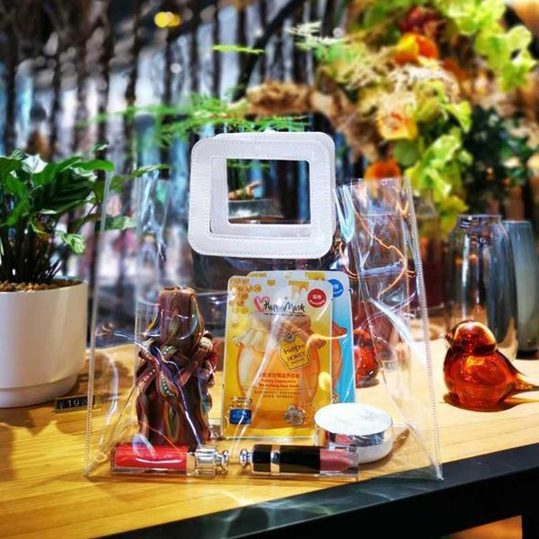 

transparent pvc leather portable cosmetics high-end gift bag with souvenir green shopping 100cps wrap