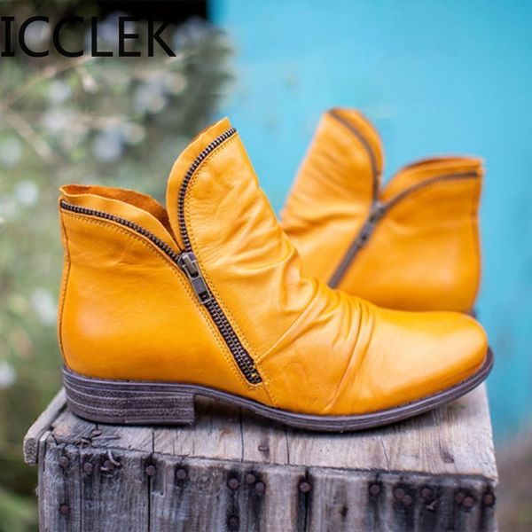 

new fashion ankle boots women autumn winter zipper short boots vintage punk boots shoes ladies shoes for women a113 210428, Black