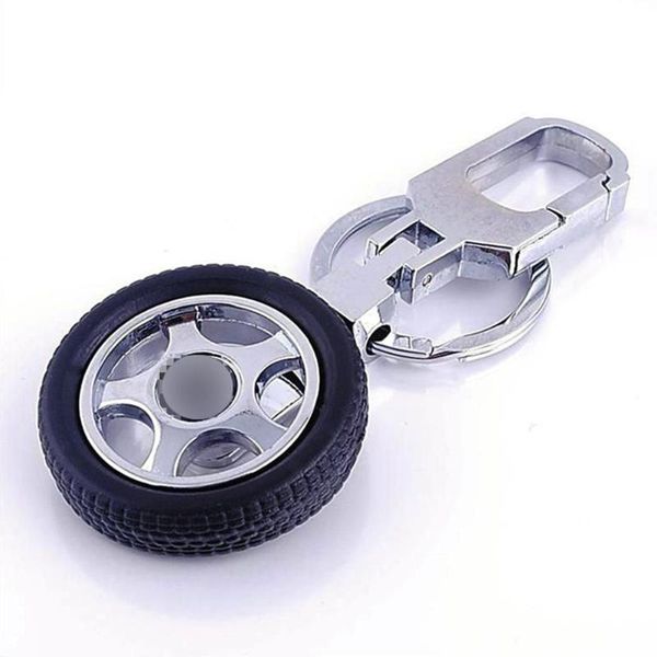 

keychains rotatable tire wheel shape key chain keyring creative car, Silver