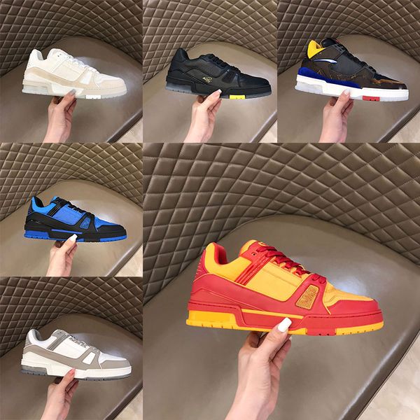 

casual shoes men's travel printed leather lace up sneakers 100% cowhide fashion flat shoes designer running letter platform fitness siz, Black