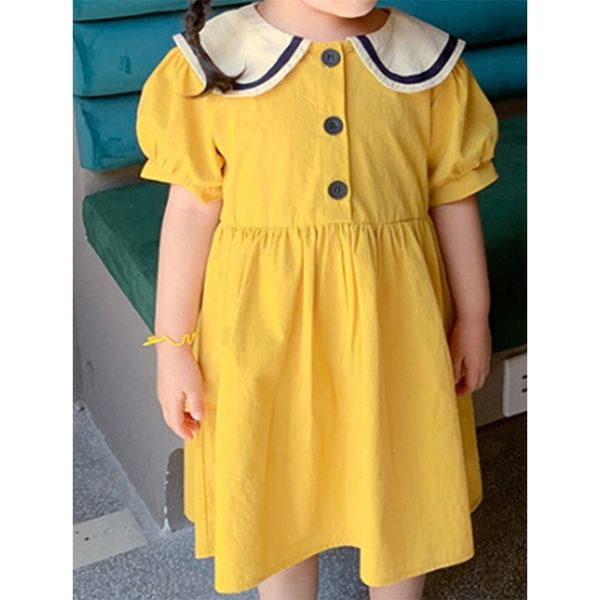 Mädchen Sommerkleid Kinderkleidung Baby Mädchen Koreanischer College-Stil Lässig für 2-6 Jahre 210515