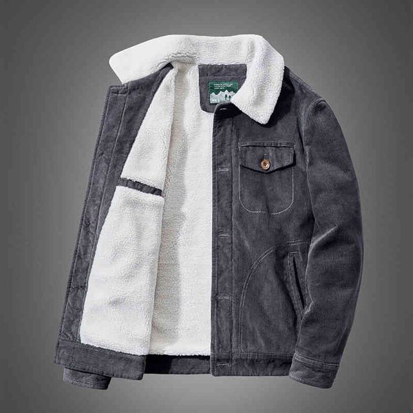 

2021 new autumn and winter men's plush thickened youth large jacket corduroy coat, Black;brown