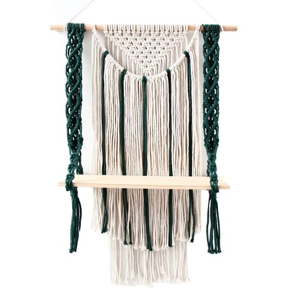

macrame tapestry shelf floating shelves tassel weaving cotton rope plants hanger wall hanging other home decor