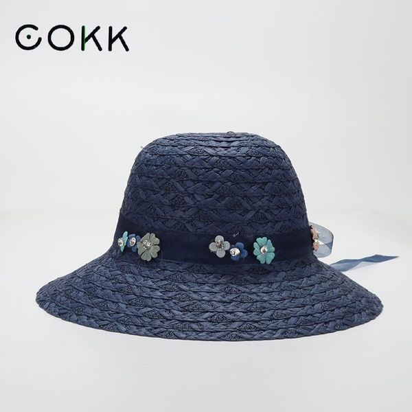 

hat women summer straw sun sunshade beach panama cap ladies hats gorro outdoor travel sunhat wide brim, Blue;gray