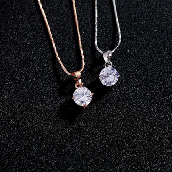 

pendant necklaces 2021 female shiny cubic zirconia necklace silver rose gold snake chain women cz crystal wedding gift fashion jewelry