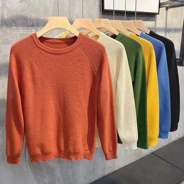 

men's sweaters 2021 autumn winter crew neck men solid color street fashion clothing oversized casual long sleeve pullovers f431, White;black