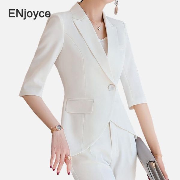 

spring summer elegant white blazer uniform designs fashion office work wears women three quarter sleeve ladies blazers women's suits &, White;black