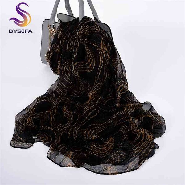 

[bysifa] women black gold silk scarf echarpe summer women beach shawl cover-up bufand fall winter striped long scarves wraps 210914, Blue;gray