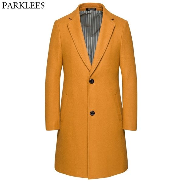 Stilvolle Lange Wolle Trenchcoat Männer Winter Marke Herren Kerbe Revers Kaschmir Mantel Slim Fit Männliche Mantel Mischung Pea Coat 6XL 210522