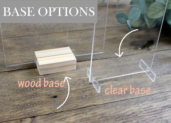 

party decoration clear acrylic wedding table sign - any text- pick your drink