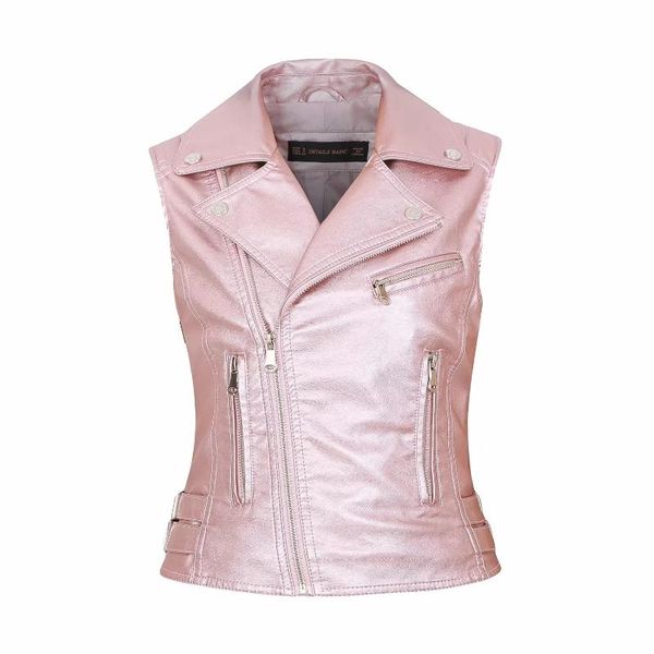 

women's leather & faux autumn vest jacket, Black