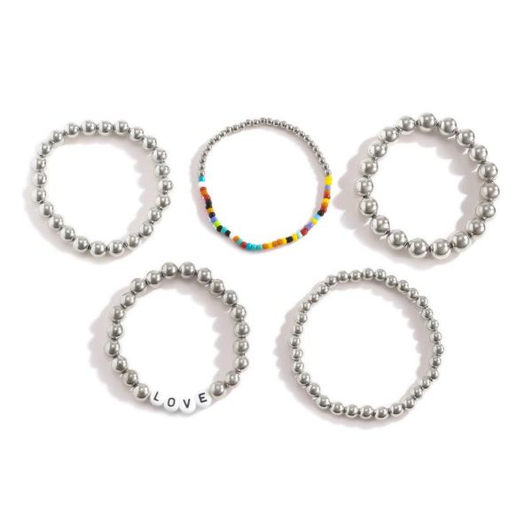 

beaded, strands european and american exotic national fashion cool round bead bracelet punk hip hop color mix with mizhu letter hand decorat, Black