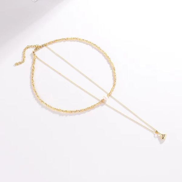 

pendant necklaces bohemia beads two layer fresh water pearl irregular chain necklace for women clavicle fine jewelry, Silver