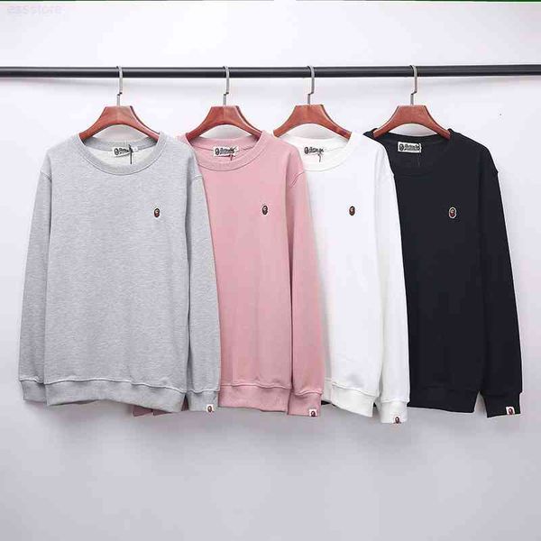 

jerseys hoodies 2021 chao brand classic ape man chest embroidery small label pure cotton terry round neck pullover sweater, Black