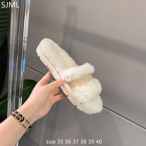 

slippers 2021 luxury designer house shoes ladies sandals flat fuzzy furry modis pantufa black women slides