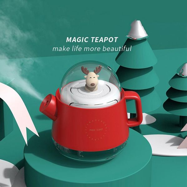 

humidifiers portable usb cute deer kettle air humidifier with light, aroma oil diffuser deskpurifier sprayer for home decor