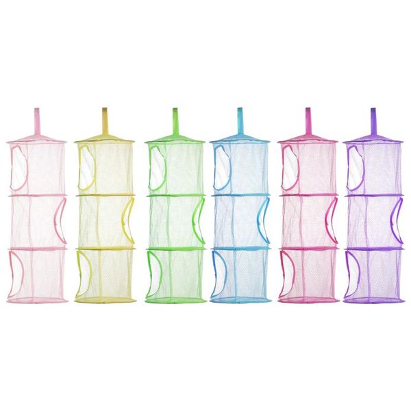 

3 shelf hanging storage net kids toy organizer bag bedroom wall door closet