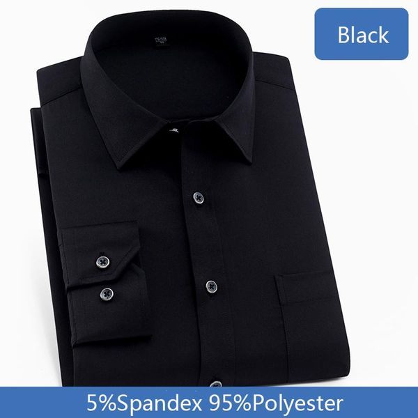 

men's casual shirts black solid shirt mens slim long sleeve for men work formal business camisa non iron elasticity chemise homme, White;black