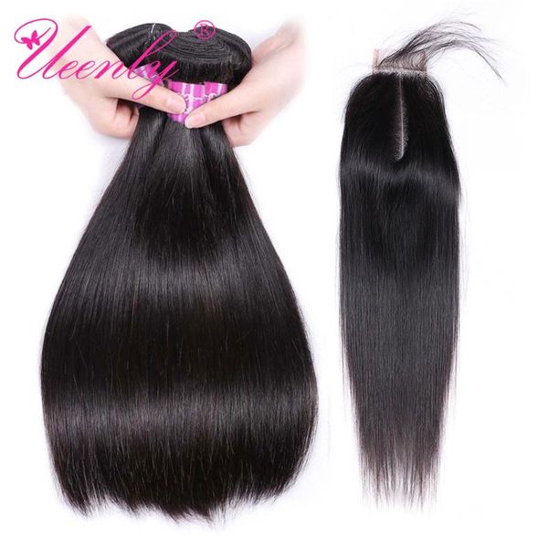 

human hair bulks brazilian bundles with closure 3 2x6 lace straight remy, Black