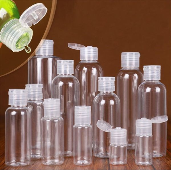 5ml 10ml 20ml 30ml 50ml 60ml 80ml 100ml 120ml 150ml Bottiglie di plastica Contenitore da viaggio trasparente per bottiglie vuote in PET con tappo a scatto