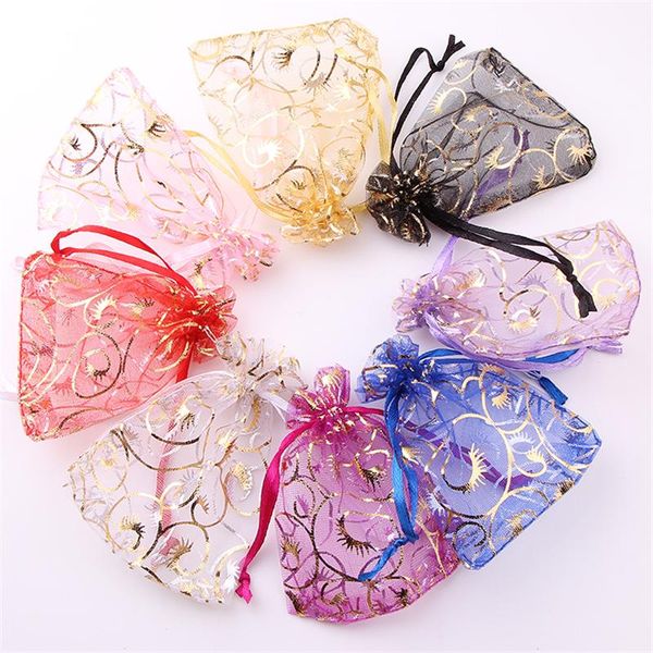 

gift wrap wholesale 100pc 7*9cm tulle organza bags candy drawstring pouches jewelry packing mariage wedding decor.b